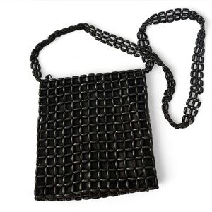 Chic Black Woven Shoulder Bag